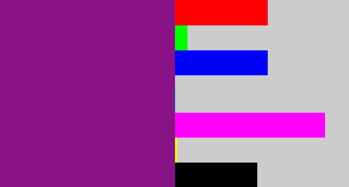 Hex color #871386 - purple