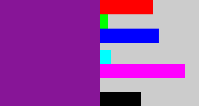 Hex color #871597 - purple