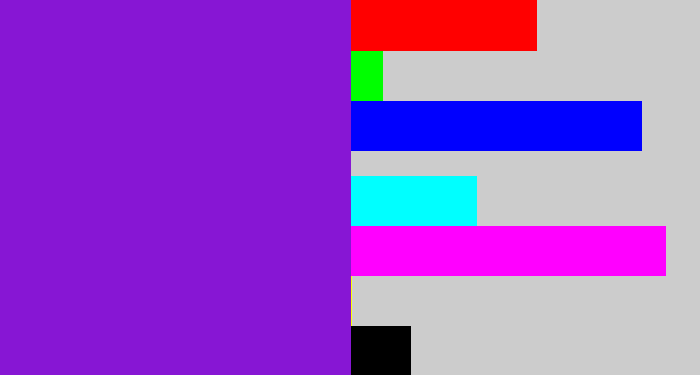 Hex color #8716d4 - violet