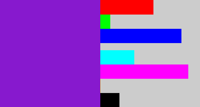 Hex color #8719ce - violet