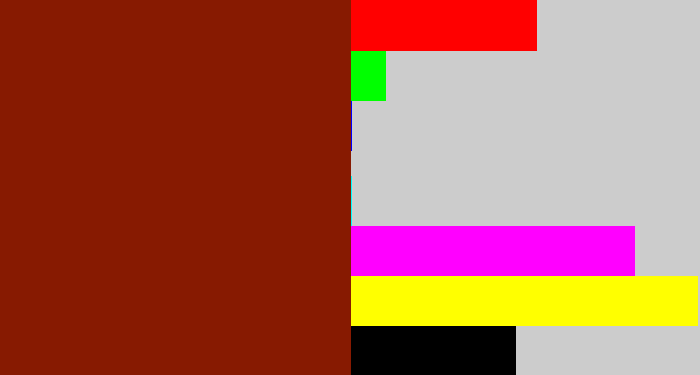 Hex color #871a01 - brick red