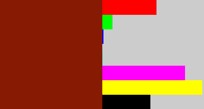 Hex color #871a03 - brick red