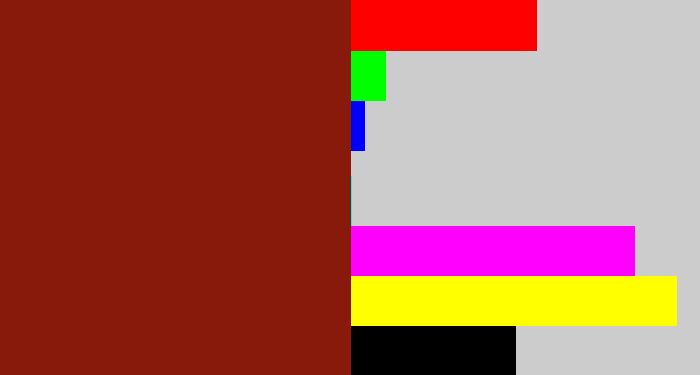 Hex color #871a0a - brick red
