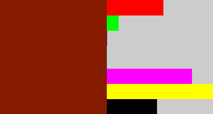 Hex color #871b00 - brick red