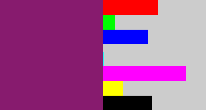 Hex color #871b6e - darkish purple