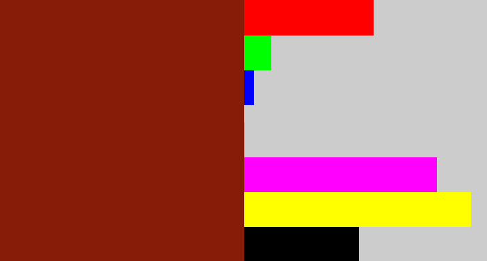 Hex color #871d09 - brick red