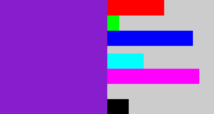 Hex color #871dcc - violet