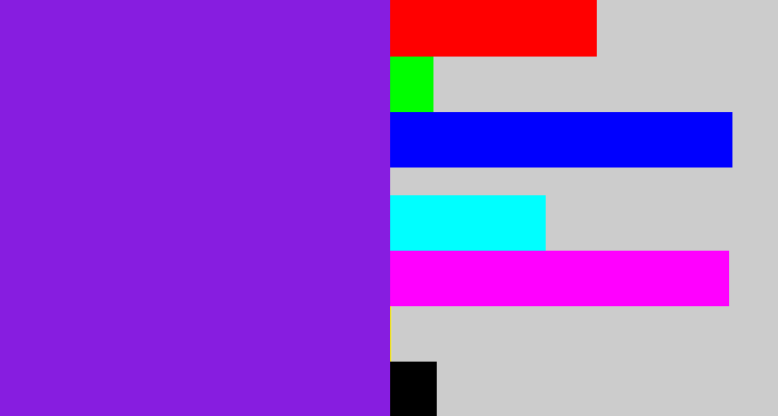 Hex color #871de0 - violet