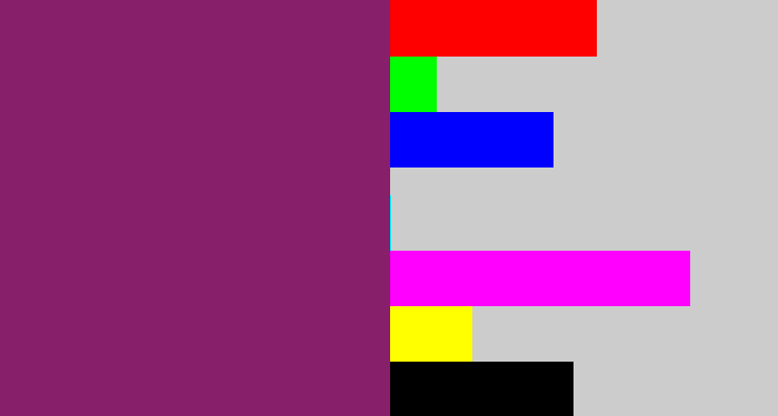 Hex color #871f6a - darkish purple