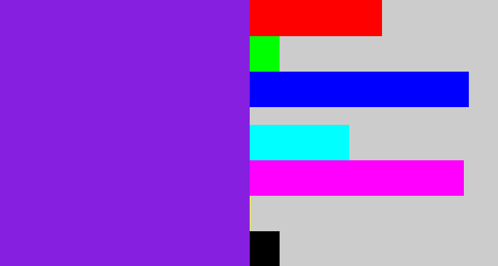 Hex color #871fe1 - violet