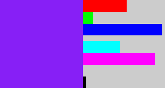Hex color #871ff6 - violet