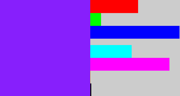 Hex color #871ffc - violet