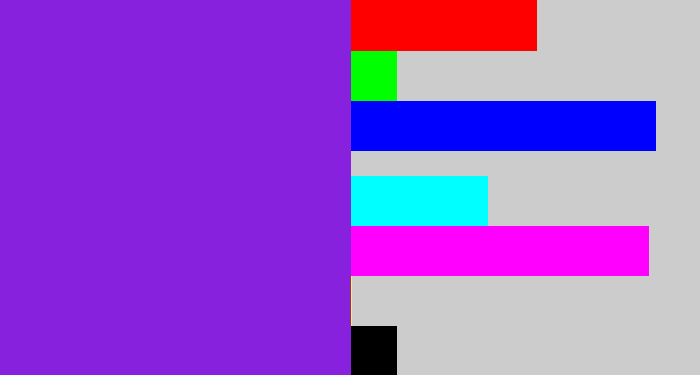 Hex color #8721de - violet