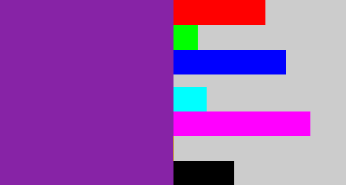 Hex color #8723a6 - purple