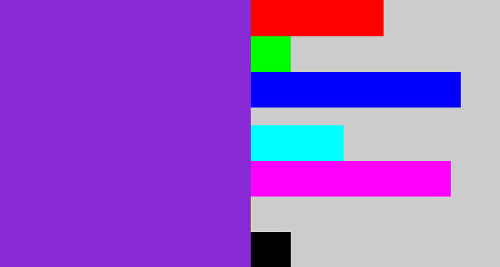 Hex color #872ad6 - bluish purple