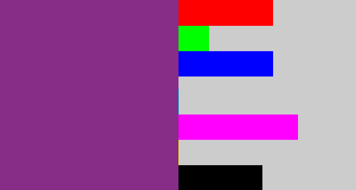 Hex color #872c87 - warm purple