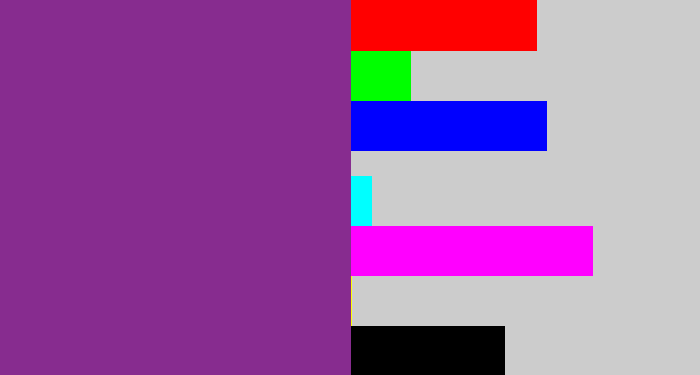Hex color #872c8f - warm purple