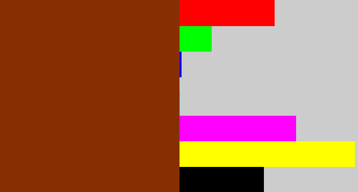 Hex color #872f03 - rust brown