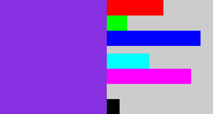 Hex color #8730e1 - bluish purple