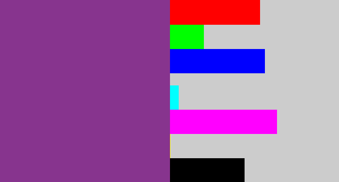 Hex color #87348e - warm purple