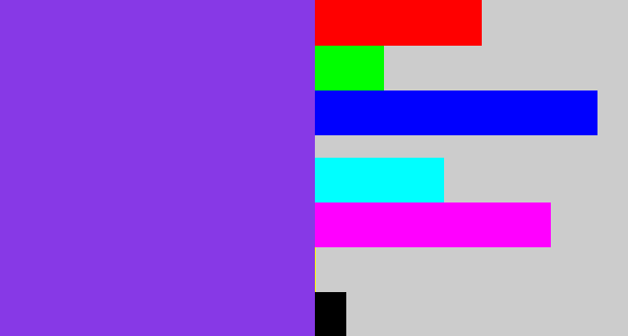 Hex color #8739e6 - bluish purple