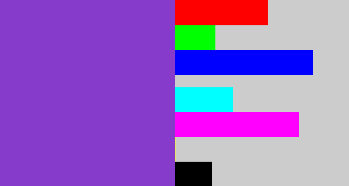 Hex color #873bca - purply
