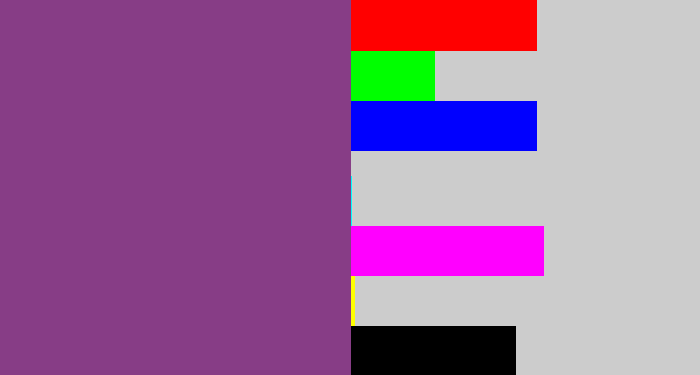 Hex color #873d86 - light eggplant