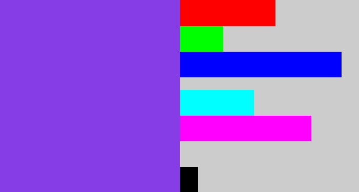 Hex color #873de5 - bluish purple