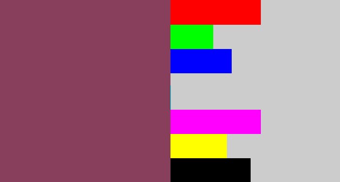 Hex color #873f5b - dark mauve