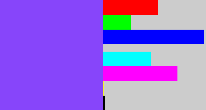 Hex color #8745fa - purpley