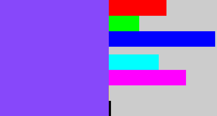Hex color #8748fa - purpley