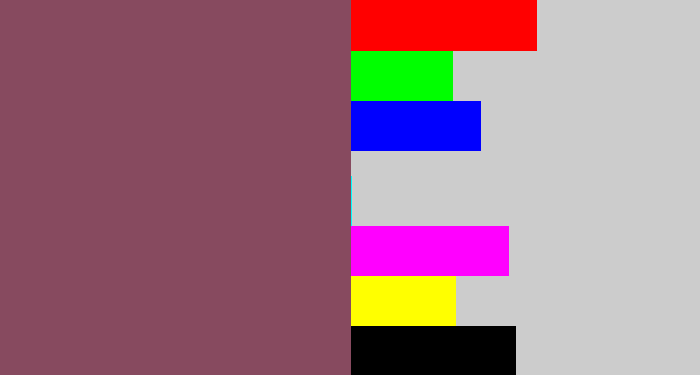 Hex color #874a5f - dark mauve