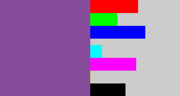 Hex color #874c9c - purplish