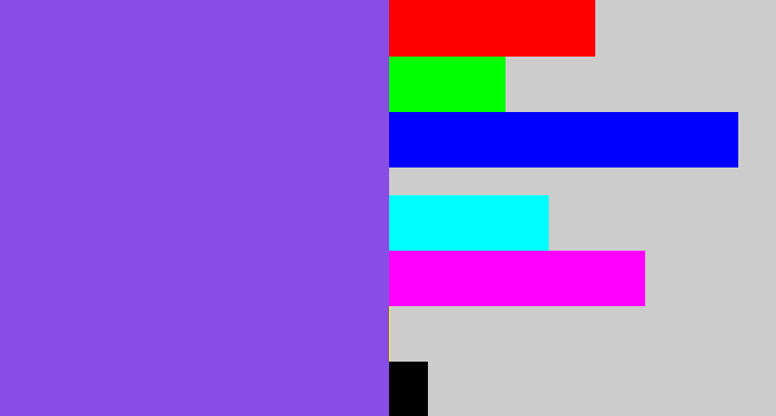 Hex color #874de5 - purpley