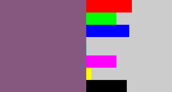 Hex color #87587f - dull purple