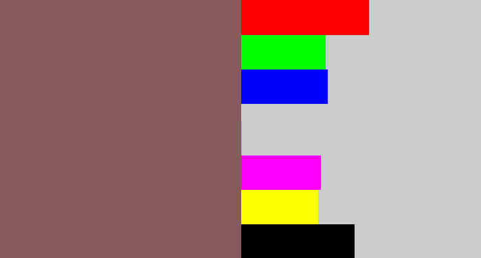 Hex color #875a5c - dark mauve