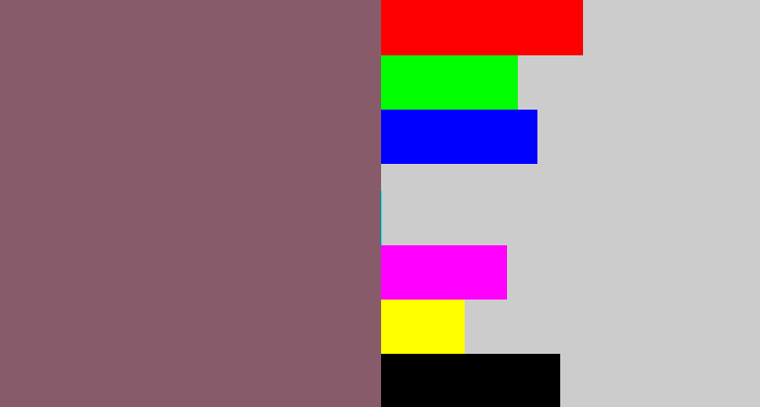 Hex color #875b69 - dark mauve