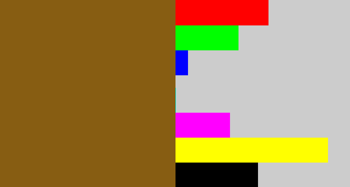 Hex color #875d12 - medium brown