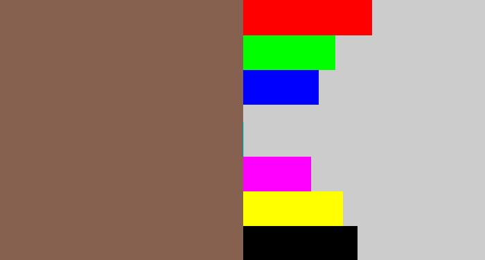 Hex color #87614f - dark taupe