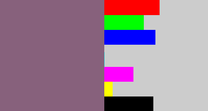 Hex color #87617c - dusky purple
