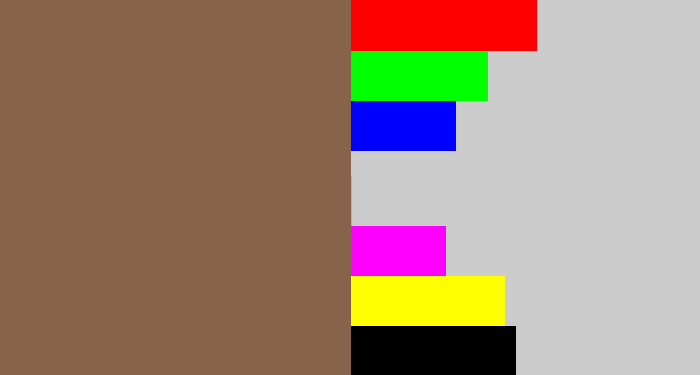 Hex color #87634c - dark taupe