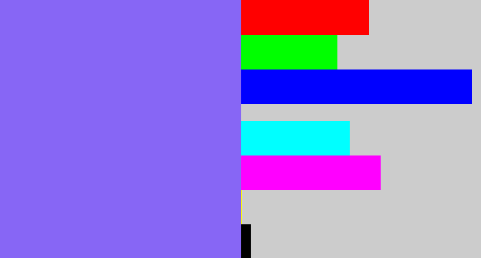 Hex color #8766f5 - purpley