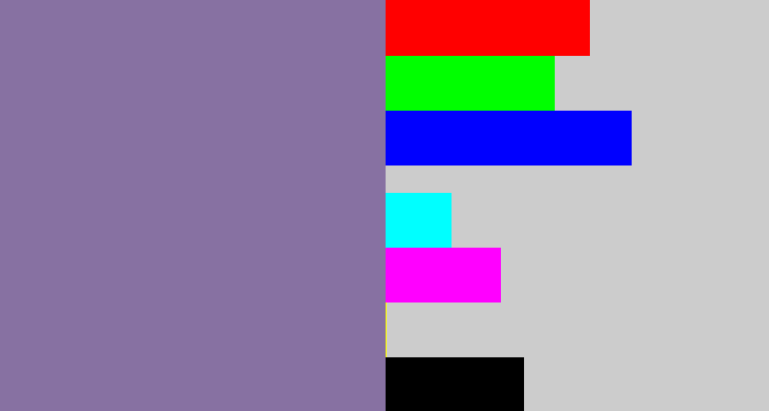 Hex color #8771a2 - faded purple