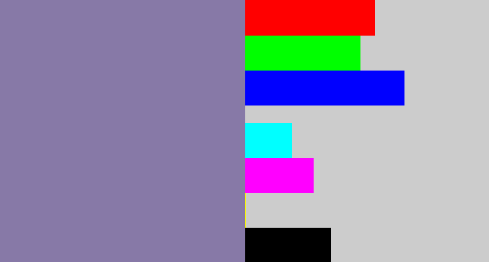 Hex color #8779a7 - faded purple