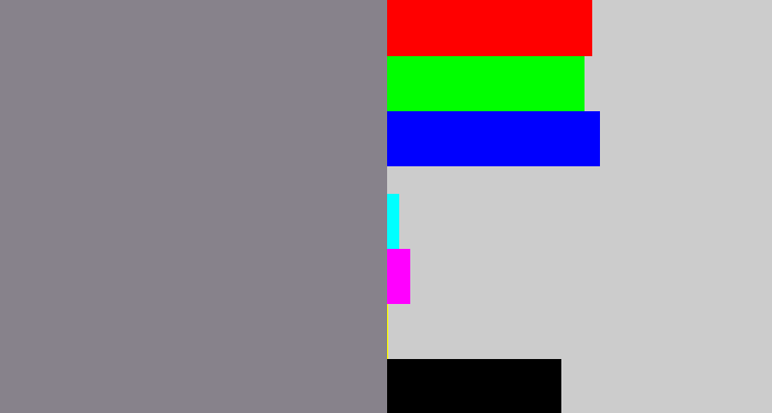 Hex color #87828b - purpley grey