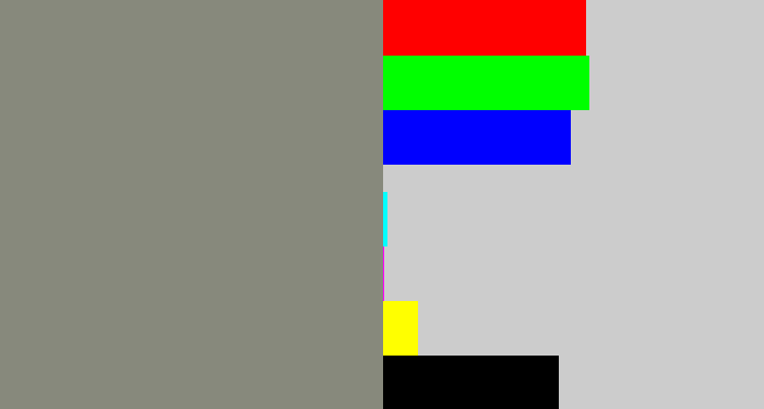 Hex color #87897c - medium grey