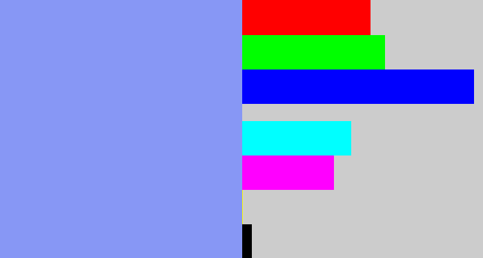 Hex color #8797f5 - periwinkle blue
