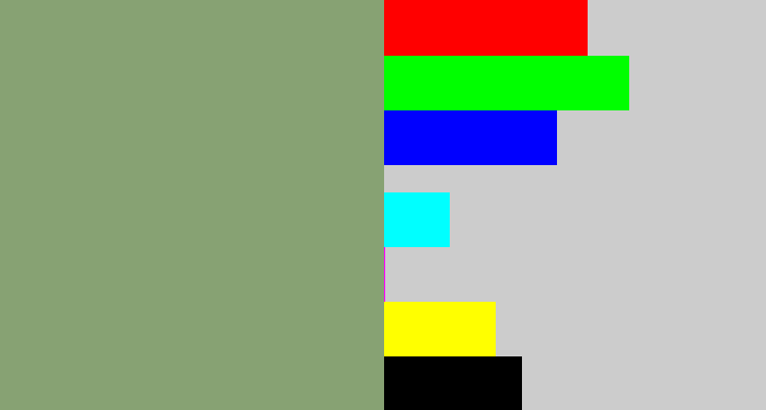 Hex color #87a273 - grey/green