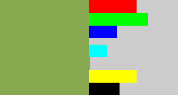Hex color #87a84f - asparagus