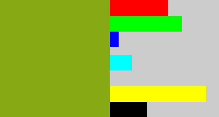 Hex color #87a914 - pea green